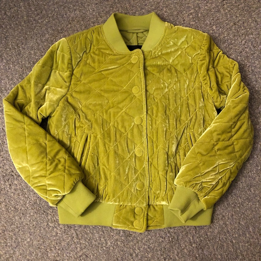 7 For All Mankind Chartreuse Bomber Jacket - Picture 6 of 9